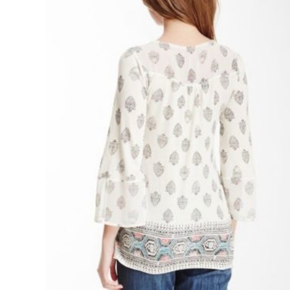 Lucky Brand Paisley Bell Sleeve Printed Blouse - Picture 2 of 8